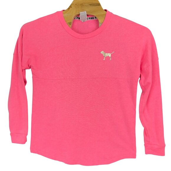 Victoria’s Secret Pink Shirt Women S Love Pink Metallic Gold Bling Fleece - Picture 2 of 9